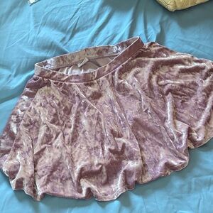 Crushed Velvet Pink Skater Skirt